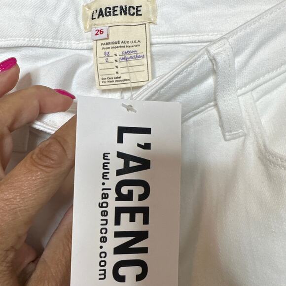 L'Agence Charlotte Mid Rise Cropped Flare White Jeans Size 26  NWT - Picture 5 of 6